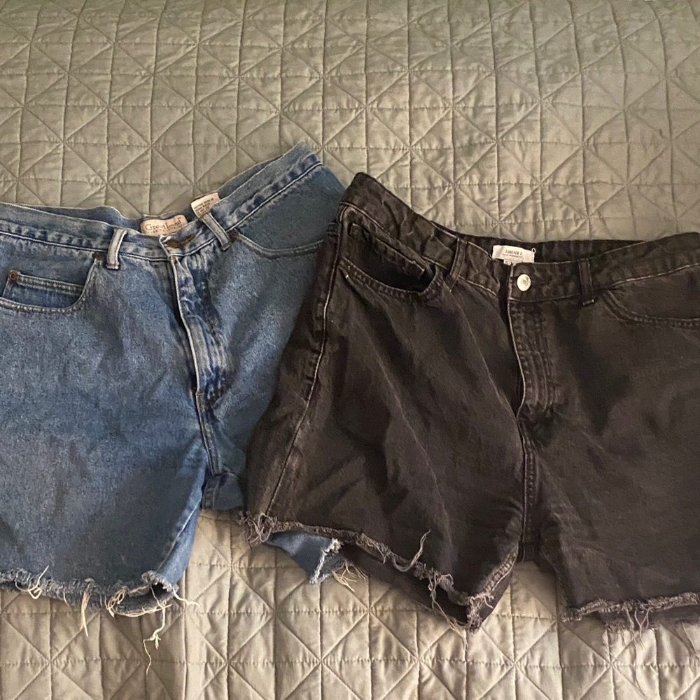Forever 21 Black and Blue Jean Shorts